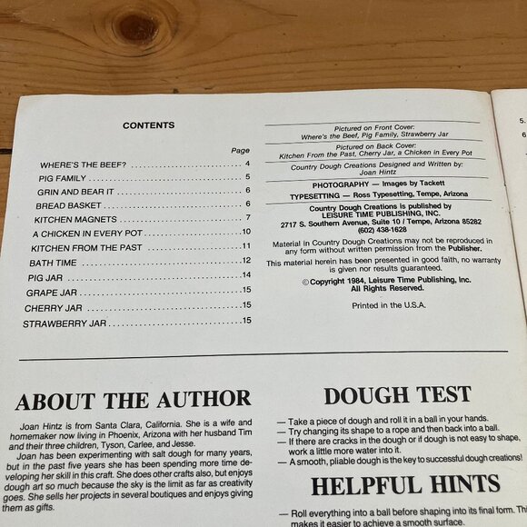 Country Dough Creations Craft Book MM-1061 Vintage Leisure Time Joan Hintz 1984 - Picture 2 of 4